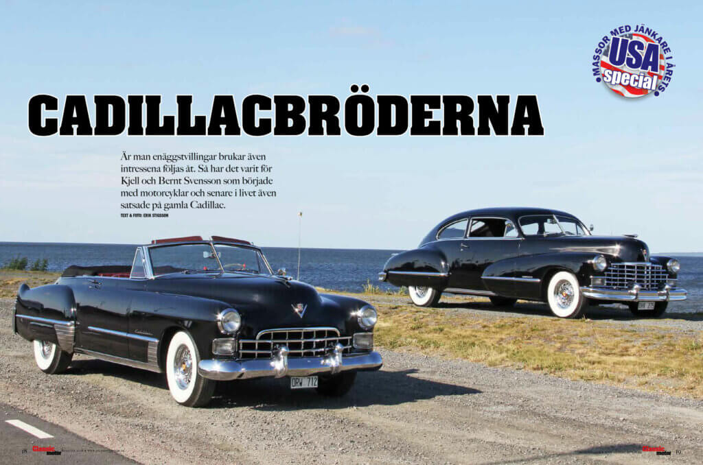 two black cadillacs by the sea on the cover of a magazine