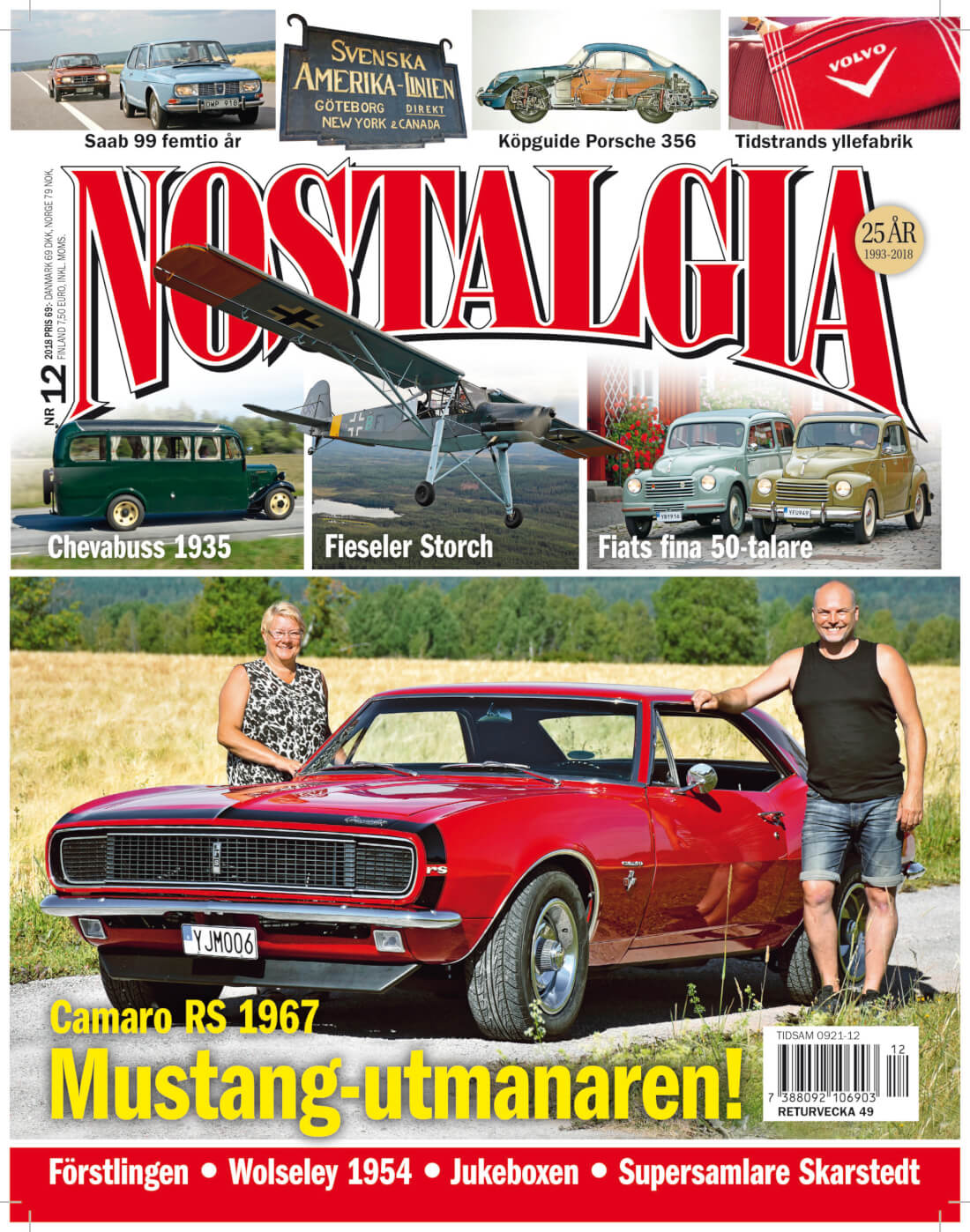 Nöjd kund med sin 1967 Chevrolet Camaro på omslaget av Nostalgia efter import via Door2Door