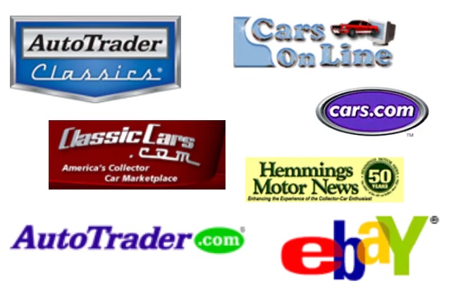 Bild på logotyper för olika bilhandlare när man letar efter sin amerikanska drömbil